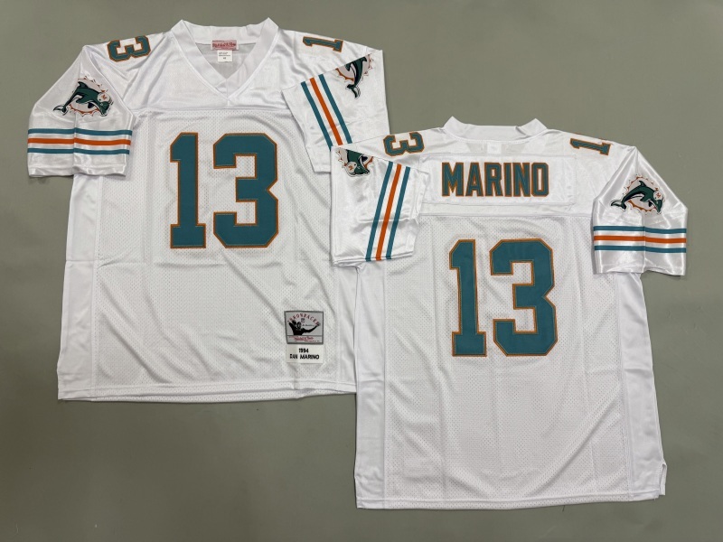 Men 2025 Miami Dolphins #13 Marino white Throwback Limited NFL Jersey style 001
